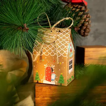 50%HOT24 Szett, Candy Táska Könnyen Összeszerelhető Ház Alakú Ál nátronpapír Karácsonyi Ajándék Csomagolás Doboz Fesztivál