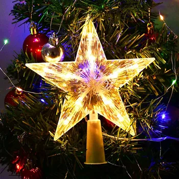 1db 24/18 cm Led karácsonyfa Tetején Csillag, Fény Ragyog ötágú Csillag karácsonyfa Díszek Navidad Új Év Fél Dekoráció Ajándék
