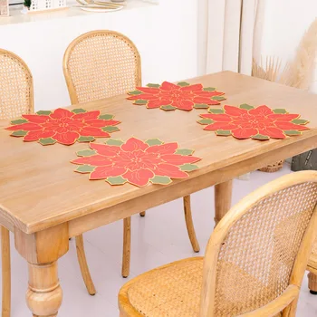 Karácsonyi Piros Nagy Virág Táblázat Szalvéta Vacsora Fedezze Alátét Az Asztalon Terítő Karácsonyi Dekoráció Otthon Új Év