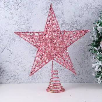 25cm karácsonyfa Vas Csillag Topper Csillogó karácsonyfa Dekoráció Dísztárgy )