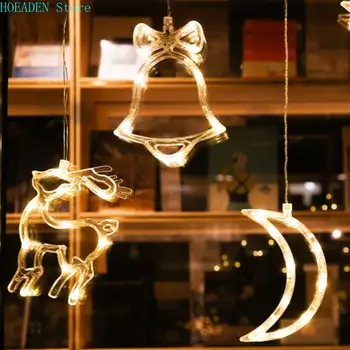 Karácsonyi Harang Hóember, Csillag, Fény Ünnep Ablak Dekoráció LED Balek Fények elemes Karácsonyi Koszorú a lakberendezés Lámpa